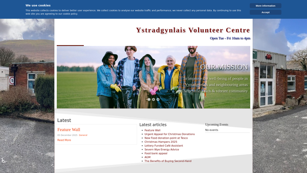 Screenshot of the Ystradgynlais Volunteer Centre website