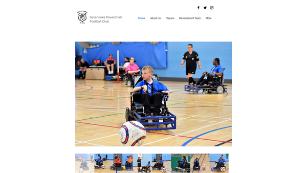 Screenshot of the Sevenoaks Powerchair Football Club website