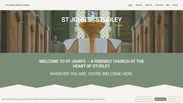 Screenshot of the The Parochial Church Council Of The Ecclesiastical Parish Of Studley St John, Trowbridge website