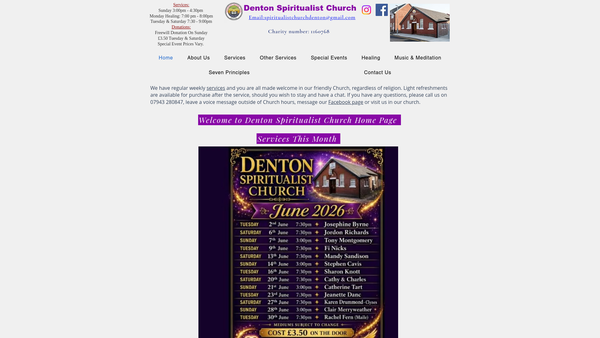 Screenshot of the Denton Spiritualist Church website