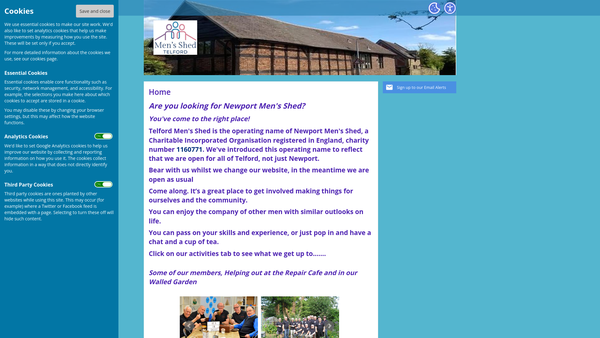 Screenshot of the Newport Men's Shed website