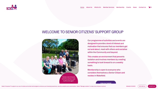 Screenshot of the Senior Citizens Support Group website