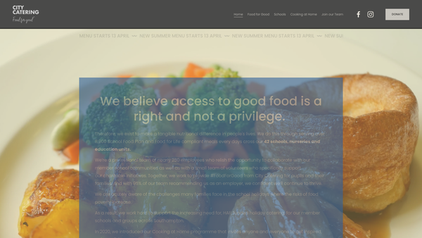 Screenshot of the City Catering Southampton website