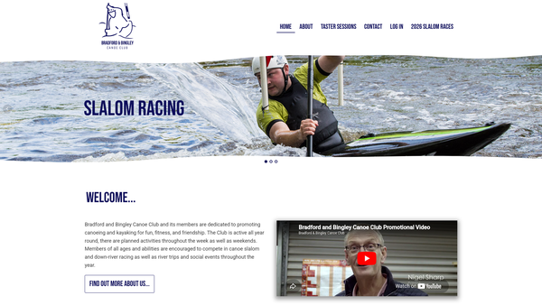 Screenshot of the Bradford And Bingley Canoe Club website