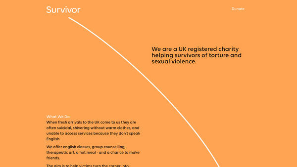 Screenshot of the Support A Survivor Of Torture website