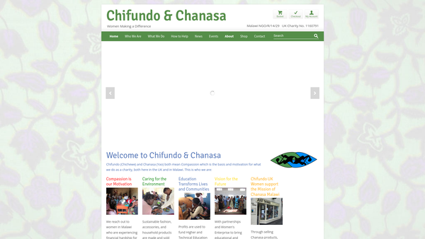 Screenshot of the Chifundo UK website