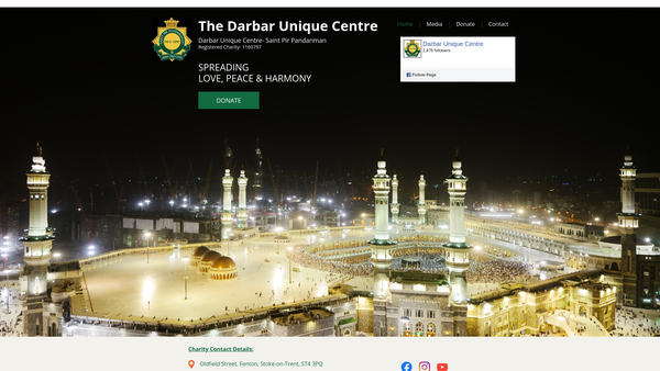 Screenshot of the Darbar Unique Centre - Saint Pir Pandariman website
