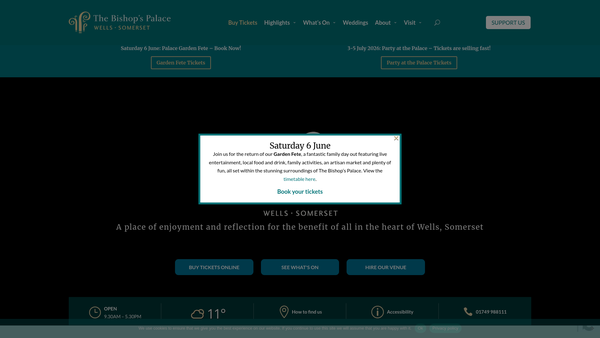 Screenshot of the The Palace Trust website