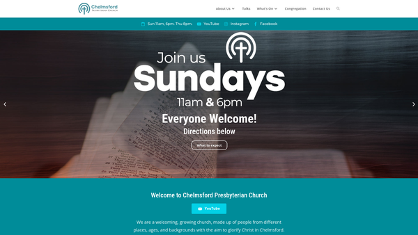 Screenshot of the Chelmsford Presbyterian Church website