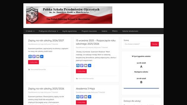 Screenshot of the The Polish Saturday School In Manchester website
