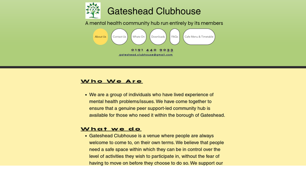 Screenshot of the Gateshead Clubhouse website