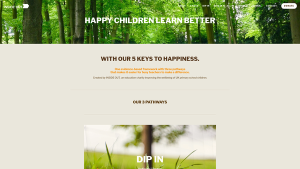 Screenshot of the Inside Out For Children website