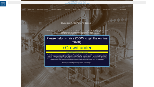 Screenshot of the Lichfield Waterworks Trust website
