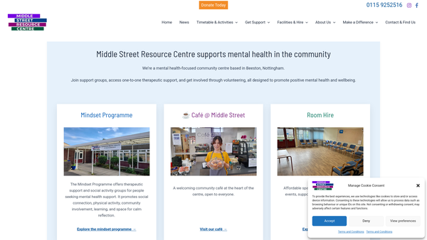 Screenshot of the Beeston Community Resource CIO website