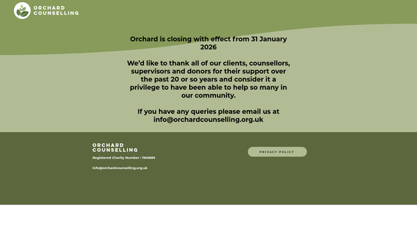 Screenshot of the Orchard Counselling website