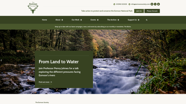 Screenshot of the The Exmoor Society website