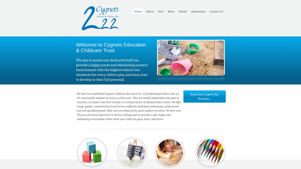 Screenshot of the Cygnets Education And Childcare Trust website