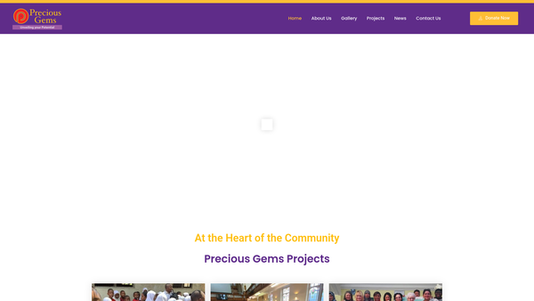 Screenshot of the Precious Gems website