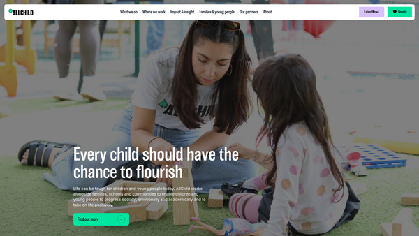Screenshot of the AllChild website