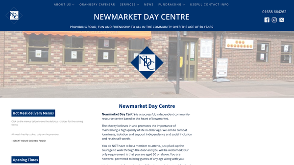 Screenshot of the Newmarket Day Centre CIO website
