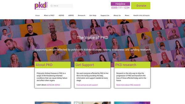 Screenshot of the The Polycystic Kidney Disease Charity website