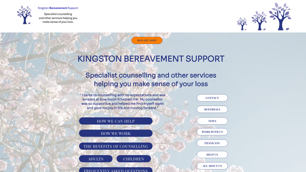 Screenshot of the Kingston Bereavement Support website