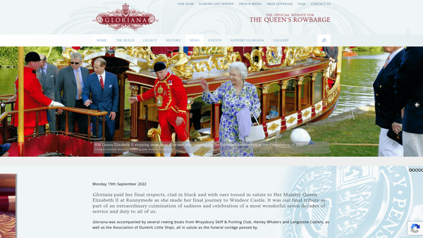 Screenshot of the The Gloriana Trust website