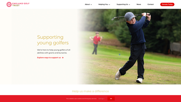 Screenshot of the England Golf Trust website