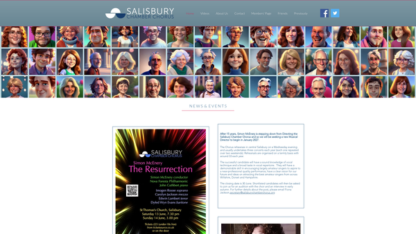 Screenshot of the Salisbury Chamber Chorus website