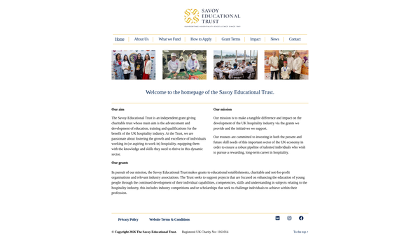 Screenshot of the The Savoy Educational Trust website