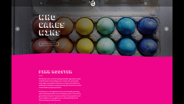 Screenshot of the Pink Rooster website