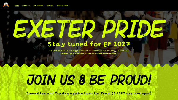 Screenshot of the Exeter Pride website