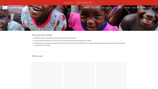 Screenshot of the The Ellen "Mai Guru" Trust website