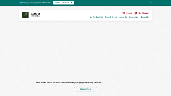 Screenshot of the Hostage International website