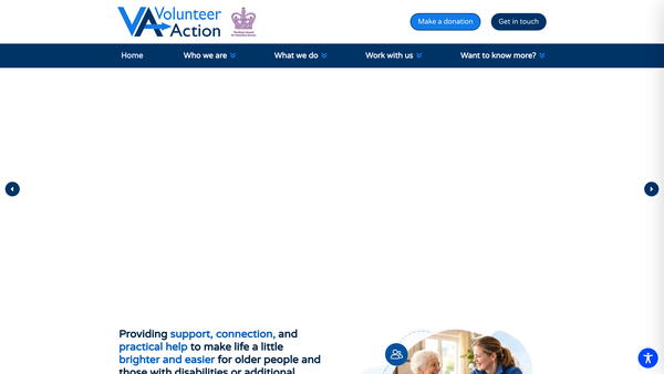 Screenshot of the Volunteer Action website