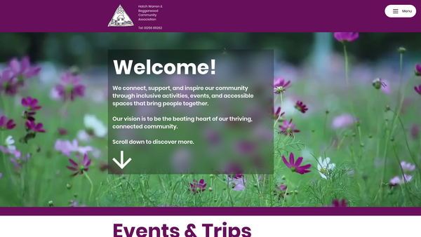 Screenshot of the Hatch Warren And Beggarwood Community Association website