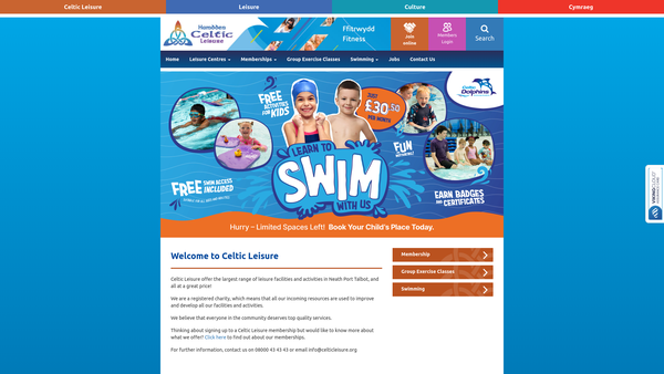 Screenshot of the Celtic Leisure website