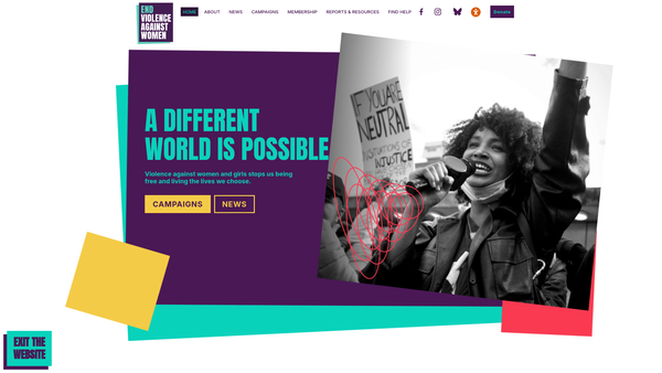 Screenshot of the End Violence Against Women Coalition website