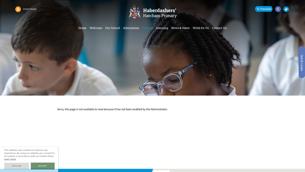 Screenshot of the Hatcham Temple Grove Parent Teacher Association website