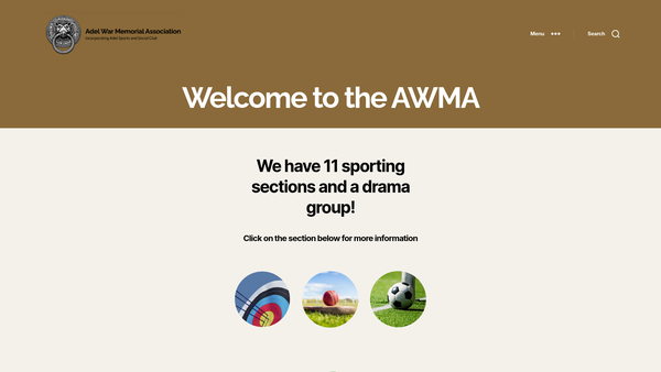 Screenshot of the Adel War Memorial Association website