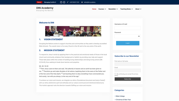 Screenshot of the Discipling The Nations website