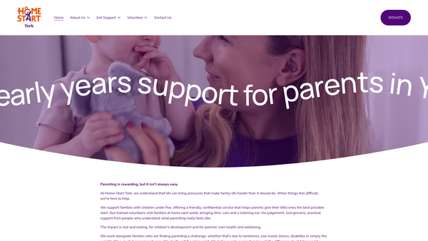 Screenshot of the Home-Start York website