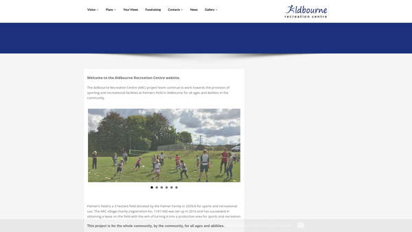 Screenshot of the Aldbourne Recreation And Sports Centre (Arc) website