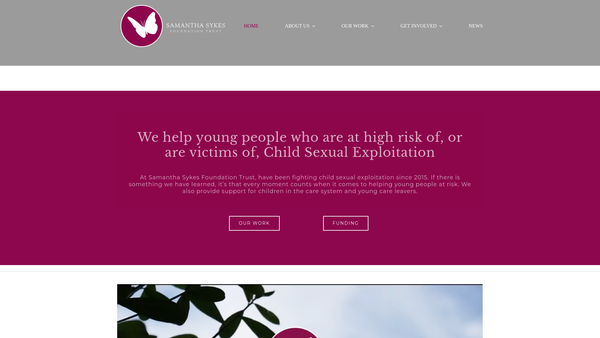 Screenshot of the Samantha Sykes Foundation Trust website