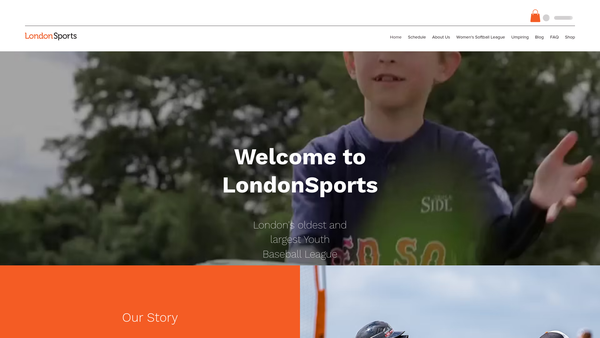 Screenshot of the London Baseball CIO website