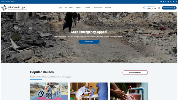 Screenshot of the Education & Care Project website