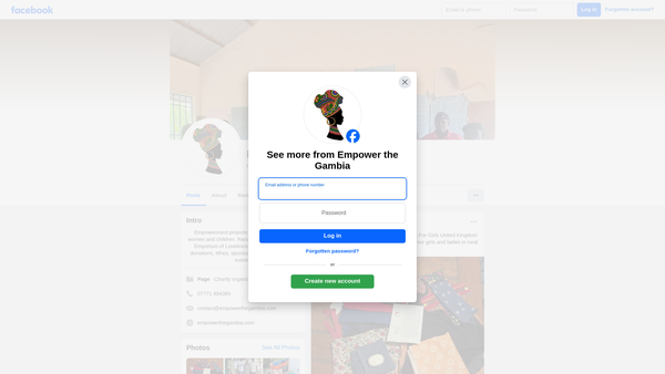 Screenshot of the Empower The Gambia website