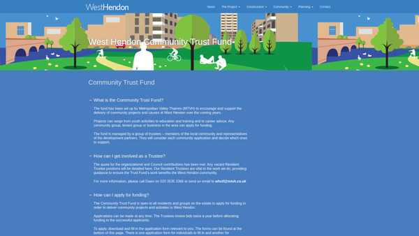 Screenshot of the West Hendon Community Trust Fund website