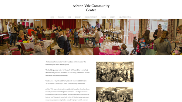 Screenshot of the Ashton Vale Community Centre website