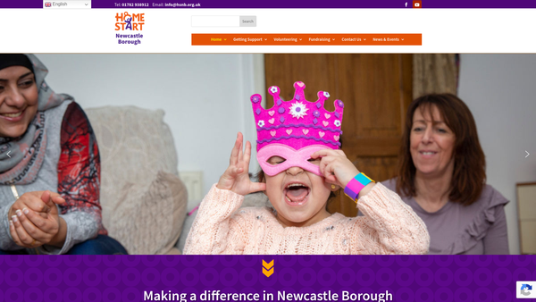 Screenshot of the Home-Start Newcastle Borough website